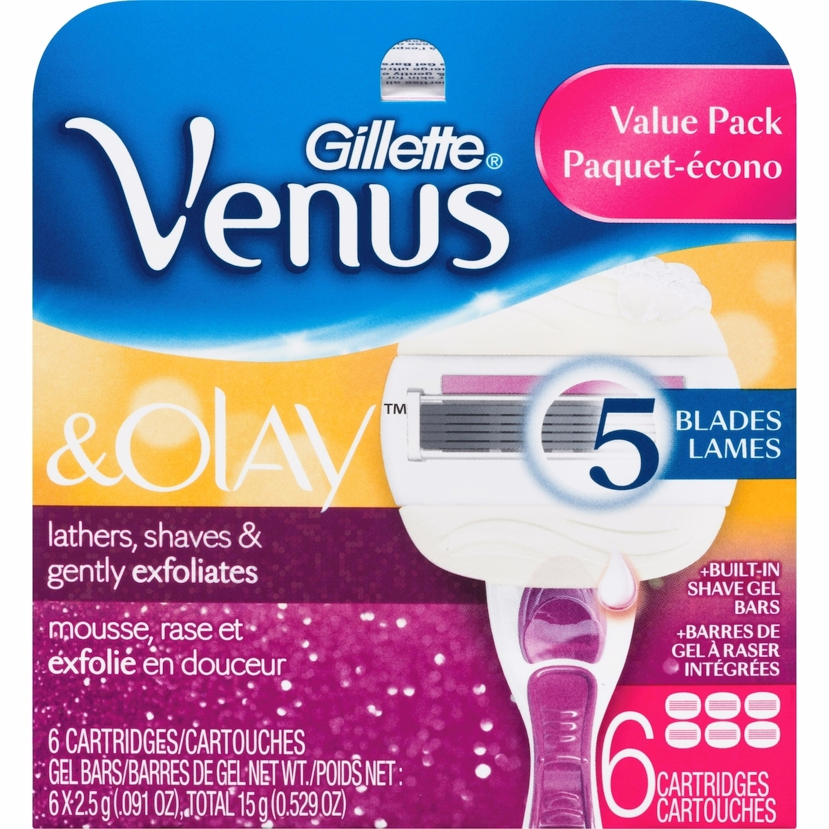 Venus ComfortGlide 與 Olay 糖莓香 女性用剃鬚刀刃，6 片替換裝