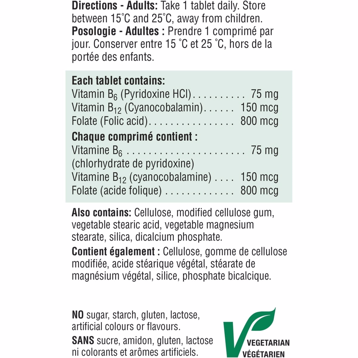 Vitamin B6 + B12 and Folic Acid