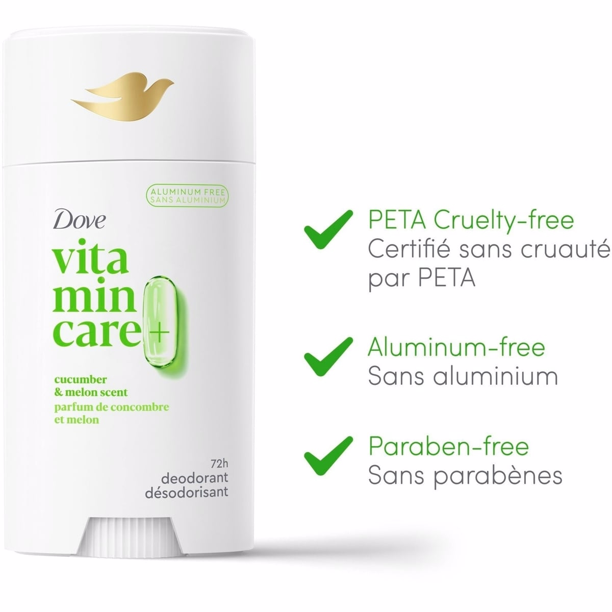 Vitamin Care+ Aluminum-Free Deodorant Cucumber & Melon Scent 72h Breathable Odour Protection with Vitamin B3+E Vitamin Care+ Aluminum-Free Deodorant Cucumber & Melon Scent 72h Breathable Odour Protection with Vitamin B3+E