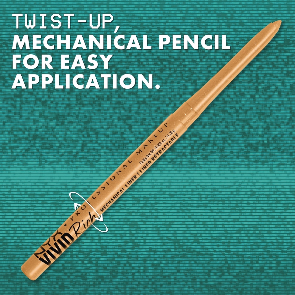 鮮豔濃郁機械眼線筆、眼線、豐富色調、素食配方 鮮豔濃郁機械眼線筆、眼線、豐富色調、素食配方