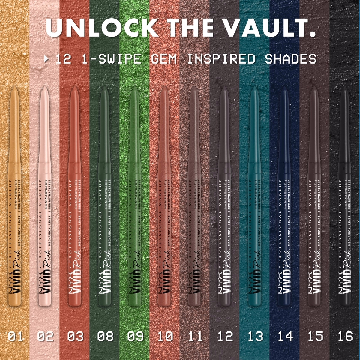 鮮豔濃郁機械眼線筆、眼線、豐富色調、素食配方 鮮豔濃郁機械眼線筆、眼線、豐富色調、素食配方