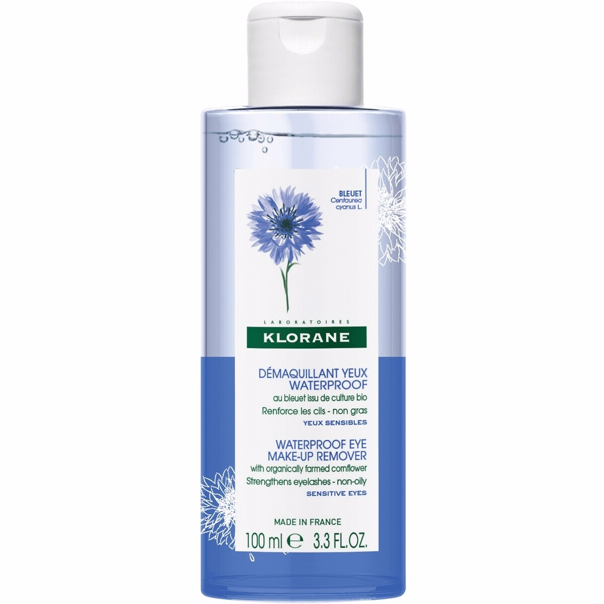 Démaquillant Waterproof pour les Yeux avec bleuet biologique