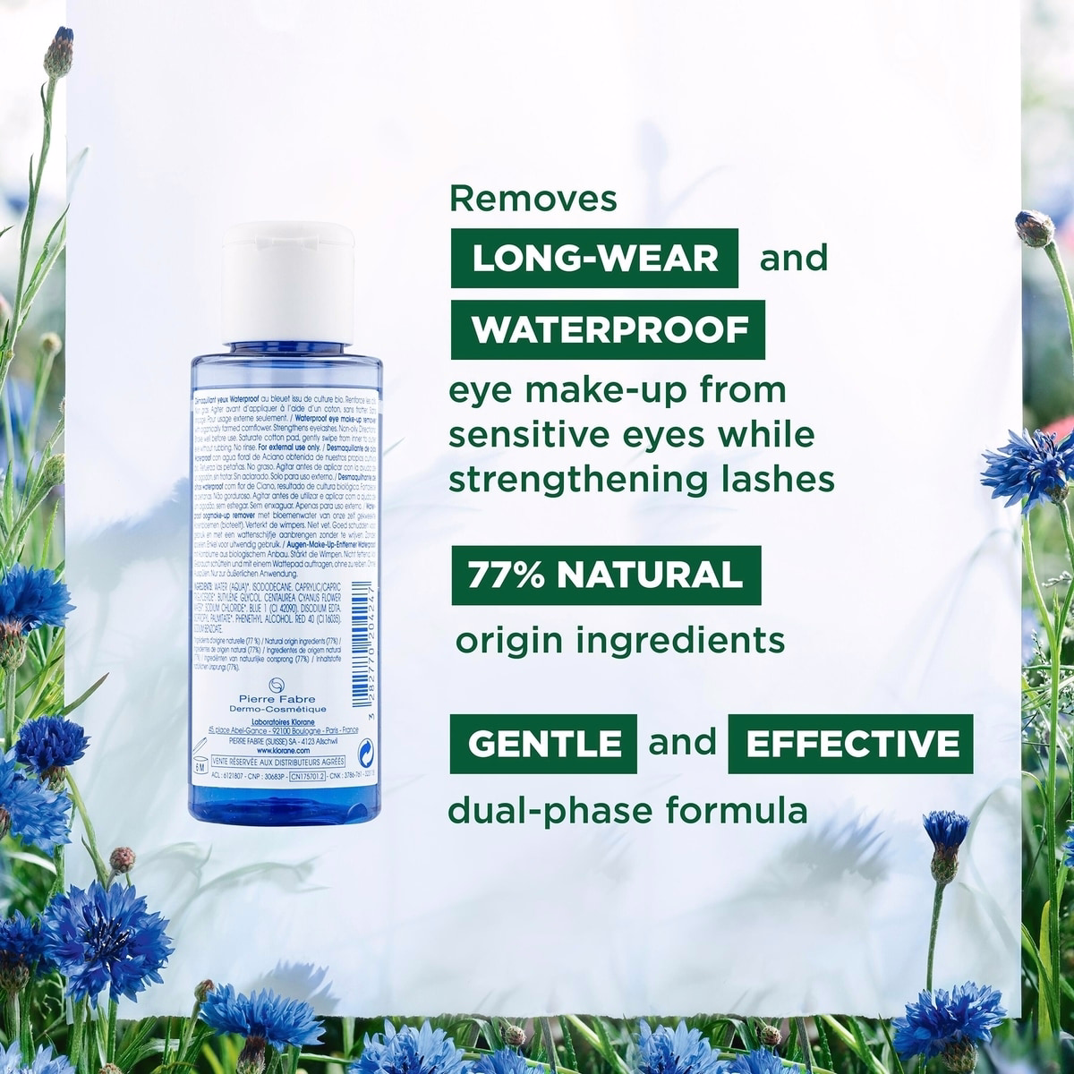 Démaquillant Waterproof pour les Yeux avec bleuet biologique