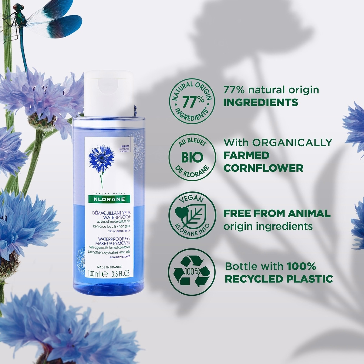 Waterproof Eye Make-up Remover with Organic Cornflower Waterproof Eye Make-up Remover with Organic Cornflower