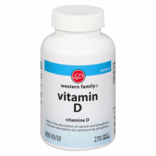Western Family - Vitamin D 400IU Tablets for Calcium and Phosphorus Absorption