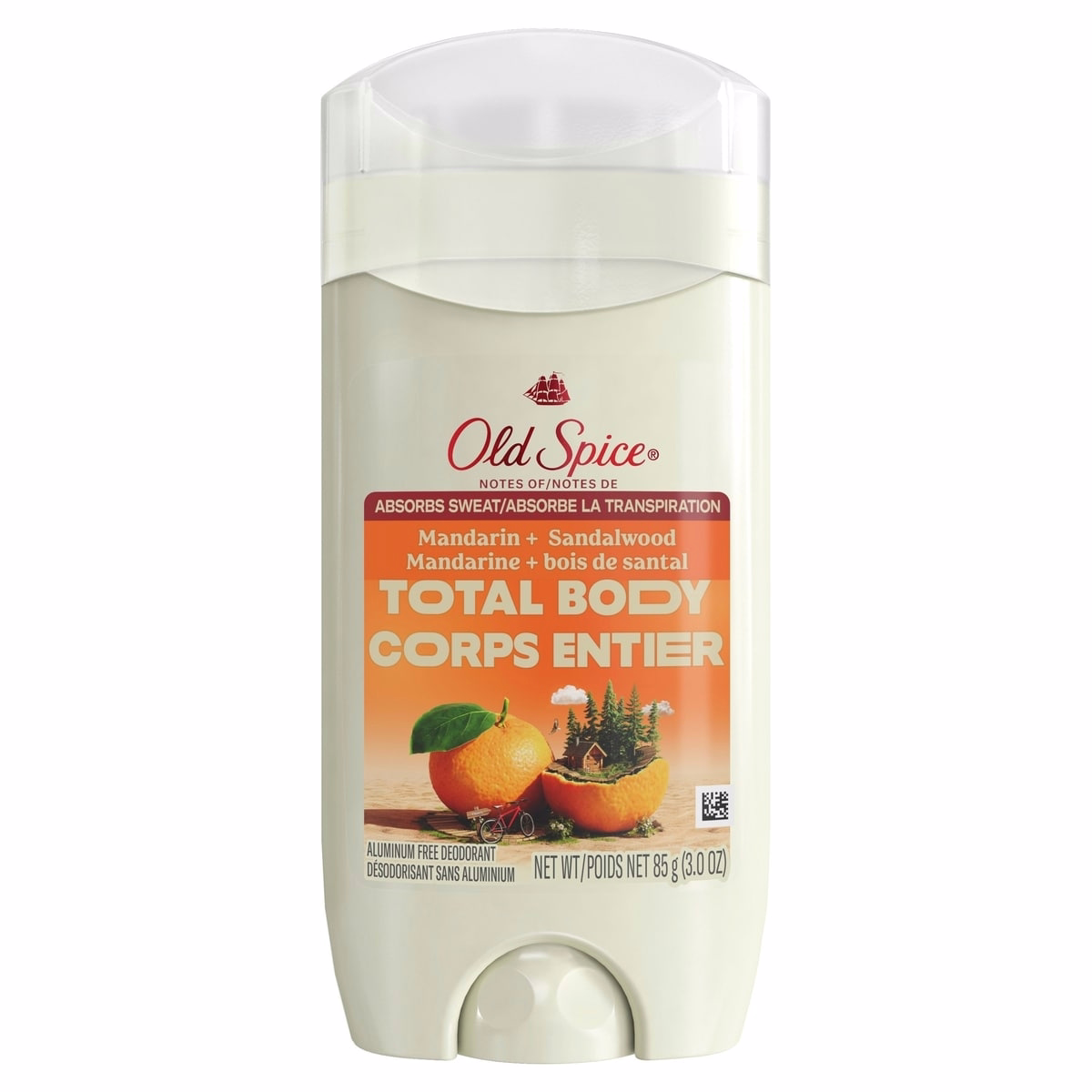 Whole Body Deodorant Stick, Aluminum Free Total Body Deodorant, Mandarin + Sandalwood Scent, Absorbs Sweat //24/7 Freshness From Pits to Toes and Down