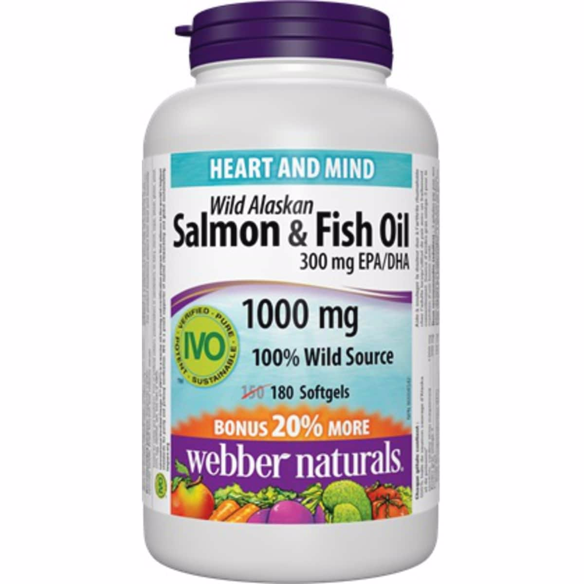 Webber 野生アラスカ産サーモン＆魚油 300 mg EPA/DHA 1000 mg