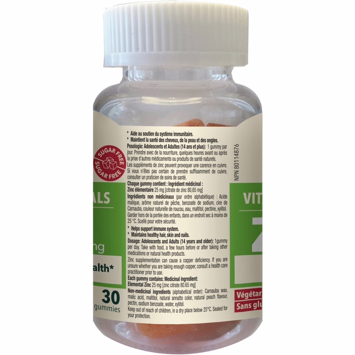 Gommes sans sucre au zinc 25 mg