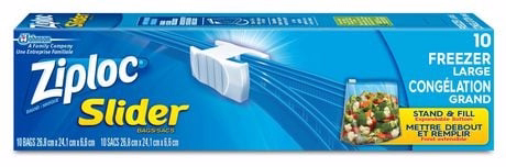 Ziploc Slider Freezer Bags Sacs A Fermeture Hermetique A Double Glissiere Robustes 10 Sacs / Paquet