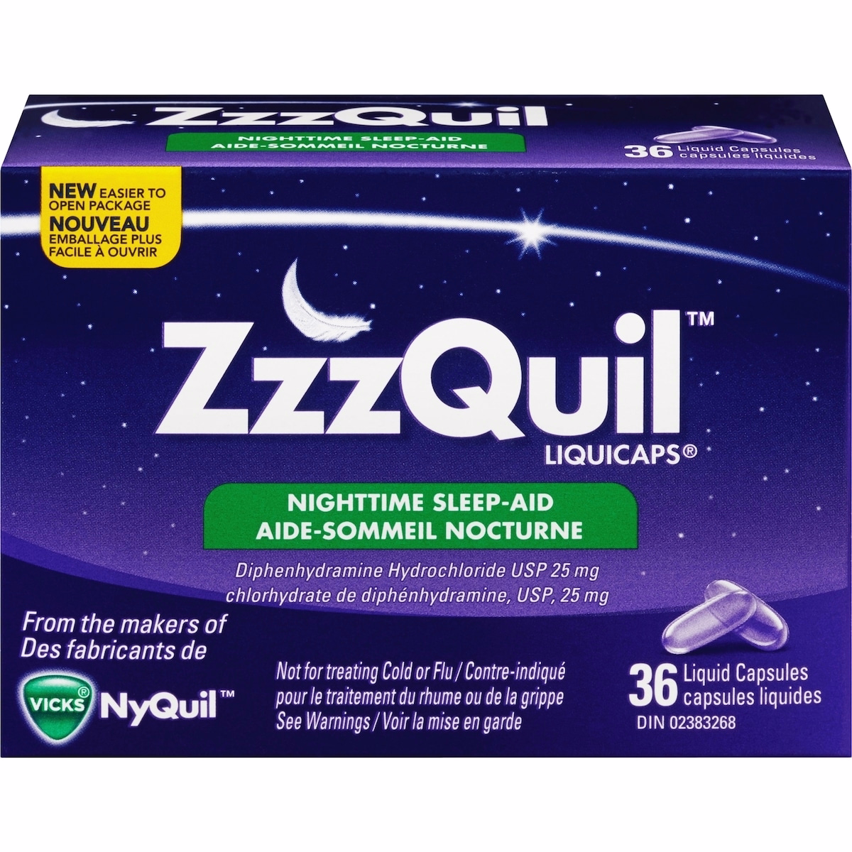 ZzzQuil 夜間用 睡眠補助リキカプス 36カプセル